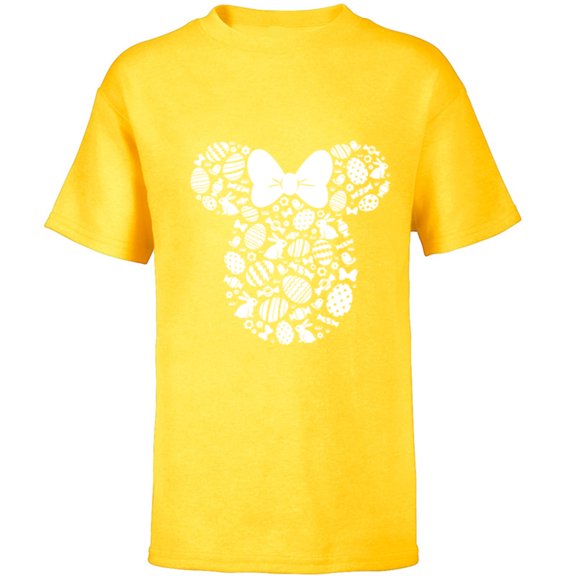 Disney Minnie Mouse Icon White Bunnies Easter - Short Sleeve T-Shirt for Kids - Customized-Yellow