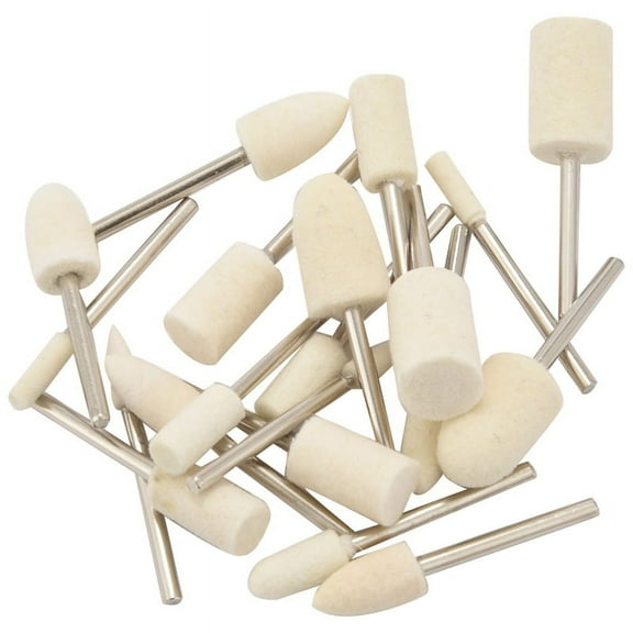20Pcs Wool Felt Mounted Mandrel Polishing Buffing Wheels Grinding Bits Grinder Head Polish Watch Jewelry Rotary Tool Accessories Attachment - 1/8 Inch Shank