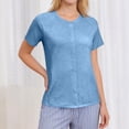 thumbnail image 7 of OIOLOYJM Womens Mastectomy Shirts with Drain Pockets Tear Away Side Snap Post Shoulder Surgery Shirts Chemo Port Dialysis T Shirt Dressy Casual Cozy Blouses Sky Blue 2XL, 7 of 7