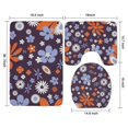 thumbnail image 3 of Darkpurple Daisy Flower Orange Petals Pattern Bathroom Rugs Sets 3 Piece,Toilet Cover Set,Absorbent Non Slip Bathroom Mats Sets with U-Shaped Contour Rug Toilet Rug Set, 3 of 5