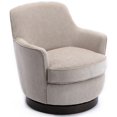 thumbnail image 1 of Comfort Pointe Reese Oatmeal Beige Fabric Wood Base Swivel Accent Chair, 1 of 8