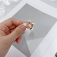 thumbnail image 4 of Pearl Flower Open Statement Ring for Women Gold Tone Handmade Adjustable Expandable Wrap Finger Band Engagement Promise Ring Comfort Fit Wedding Band Dainty Holiday Jewelry, 4 of 6