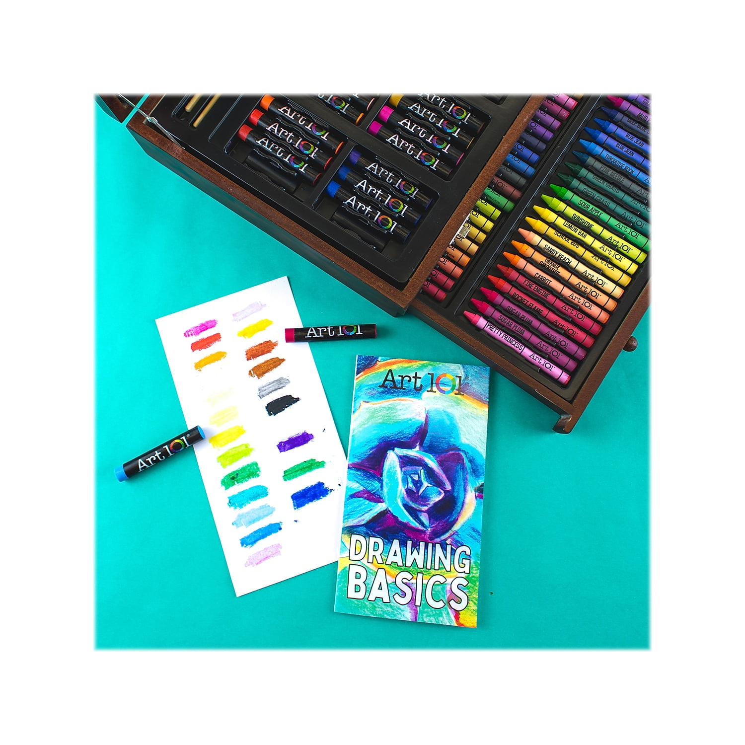 Art 101 Multifunctional Art Set / Kit with 136 Pieces in a Wood Case for Children and Adults