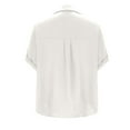 thumbnail image 5 of Ecqkame Womens Button Down Tops Turndown Collar Short Sleeve Solid Color Shirt Summer Casual Loose Beach Tops White XL, 5 of 6