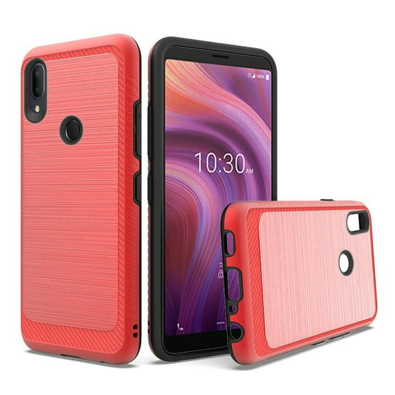 For Alcatel 3v 2019 Slim Brushed Hybrid With Design Edged Lining - Red
