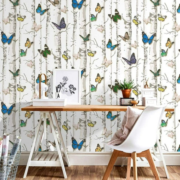 Peel and Stick Wallpaper Removable Butterfly Contact Paper Decorative Self Adhesive Shelf Drawer Liner Roll 17.7 Inch by 9.8 Feet