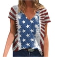 thumbnail image 1 of OAVQHLG3B Summer Tops for Women 4th of July Outfits for Women Patriotic ShirtsFashion Women's Casual T-shirt Star Printed V-Neck Short Sleeve Pullover Tops Blouse, 1 of 5