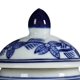 thumbnail image 2 of Tarro de porcelana Benzara de 15 cm con forma de urna, tapa azul floral, 2 of 5