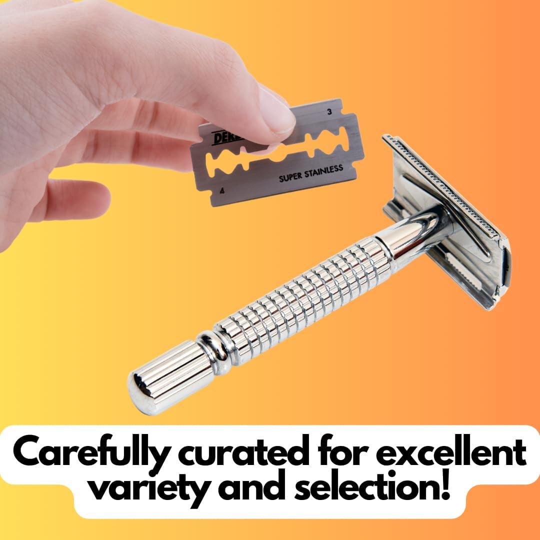 G.B.S Double Edge Safety Razor Blade Variety Pack- 120 Blades - Perfect |Barber Choice Double Edge Razors: Satisfaction | Chrome |Pack of 1