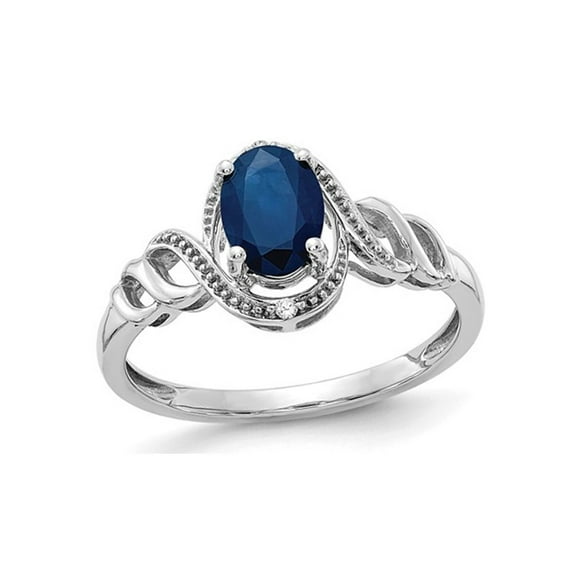 Ladies 1.00 Carat (Ctw) Natural Blue Sapphire Ring in 10K White Gold for Women