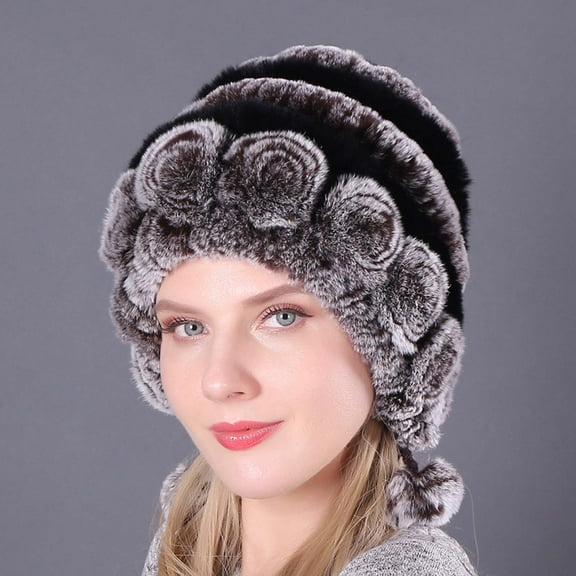 Winter Hat under $5! Xqxayjr Women's Winter Hat with Ear Flaps, Colorful Knitted Beanie with Pom Pom, Warm Velvet Crochet Hat, Fashion Cold Weather Hat for Ladies