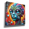 thumbnail image 2 of Epic Graffiti 'Alien's Portrait Vibrant Abstract' by Rey Klimt Canvas Wall Art, 37" x 37", 2 of 8