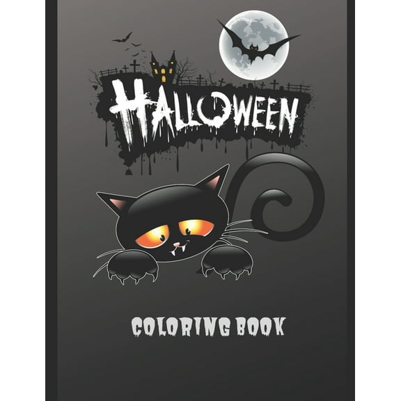 Halloween Coloring Book: Halloween Coloring Book, Black and White drawings and colored illustrations to be inspired! Fun, (Paperback)