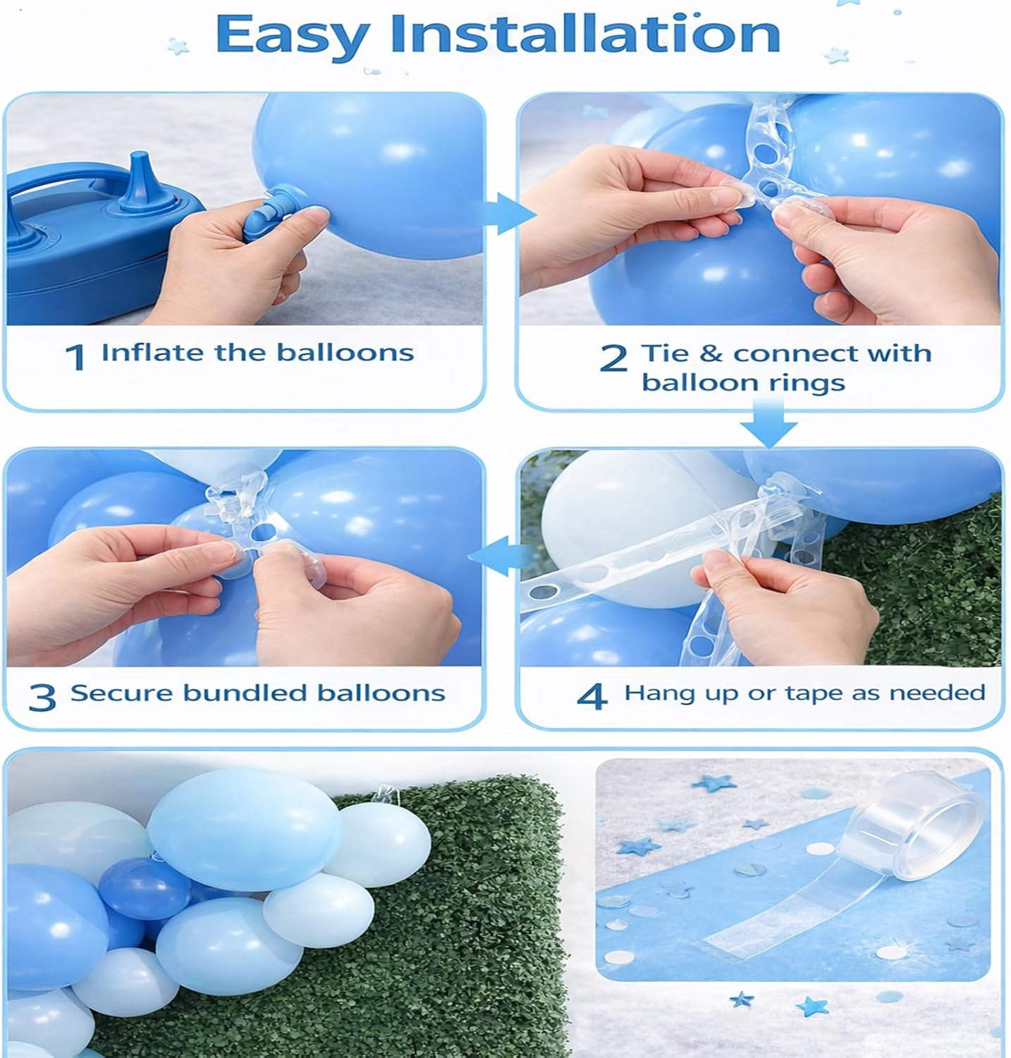 Reusable Inflatable Balloon Garland Arch Kit, 3/7 PCS Linked PVC Balloons Quick & Easy to Inflate and Set Up, Party Decoration for Birthday Wedding Baby Shower Celebration (Purple*1, 3 goals)