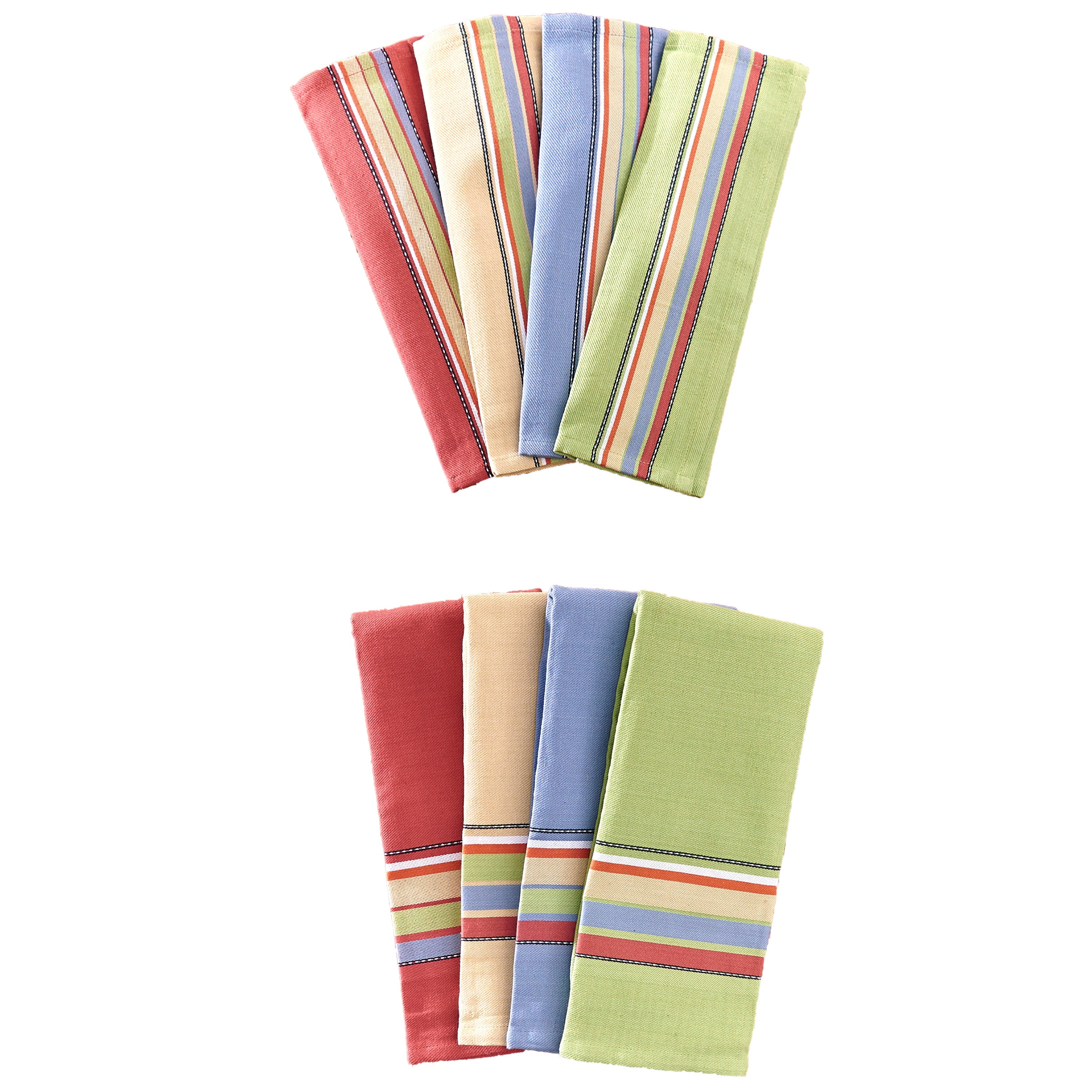 Vibrant Cotton Striped Kitchen and Bathroom Towel Set 8 Pieces