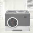 thumbnail image 2 of Dextrus Covered Cat Litter Box, Enclosed Litter Box with Drawer, Front Entry & Top Exit, Easy Clean Hooded Design, Gray, 2 of 9