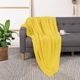 thumbnail image 2 of Unique Bargains Pure Cotton Soft Cable Knit Throw Blanket Yellow 51" x 59", 2 of 8