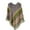 Green, variant on National Style Print Poncho with Fringe Detail Knitted Wrap and Cape in Colorful Block Design