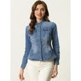 thumbnail image 4 of DARING DIVA Women's Classic Stand Collar Denim Jacket XS Blue, 4 of 6