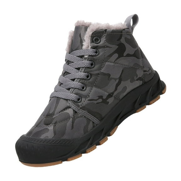 TIREOW Boys Snow Boots Kids Outdoor Anti Skid Rubber Ankle Boots Winter Waterproof Slip Resistant Cold Weather Shoes Warm Fur Lined Skiing Bootie