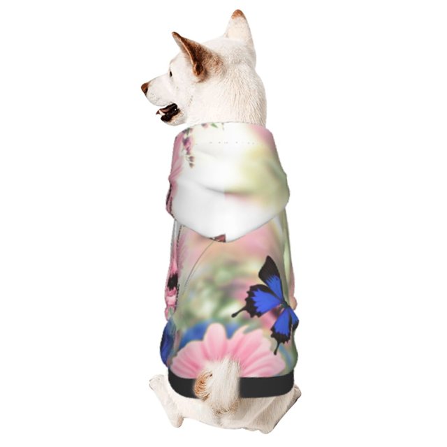 Balery Butterfly And Flowers Sudadera con Capucha para Perros Pequeños – Ropa para Mascotas, Disfraz para Perros y Gatos, Ideal para Fiestas y Cosplay-X-Small