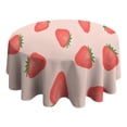 thumbnail image 4 of Strawberry Plants Fruit Light Pink Pattern Round Tablecloth 60"x60",Wrinkle Wipeable Table Cloth for Kitchen Dining Room Picnic Patio Party, 4 of 6