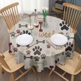 thumbnail image 3 of Paw Prints and Bones Round Tablecloth 60"x60",Wrinkle Wipeable Table Cloth for Kitchen Dining Room Picnic Patio Party, 3 of 6