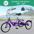 thumbnail image 5 of MOONCOOL 16 inch Kids Tricycle, Single-Speed Three Wheeled Bike for 3'9" to 4'9" 3-13 Year Old Boys & Girls, Children Stable Trike with Large Rear Basket, 5 of 13