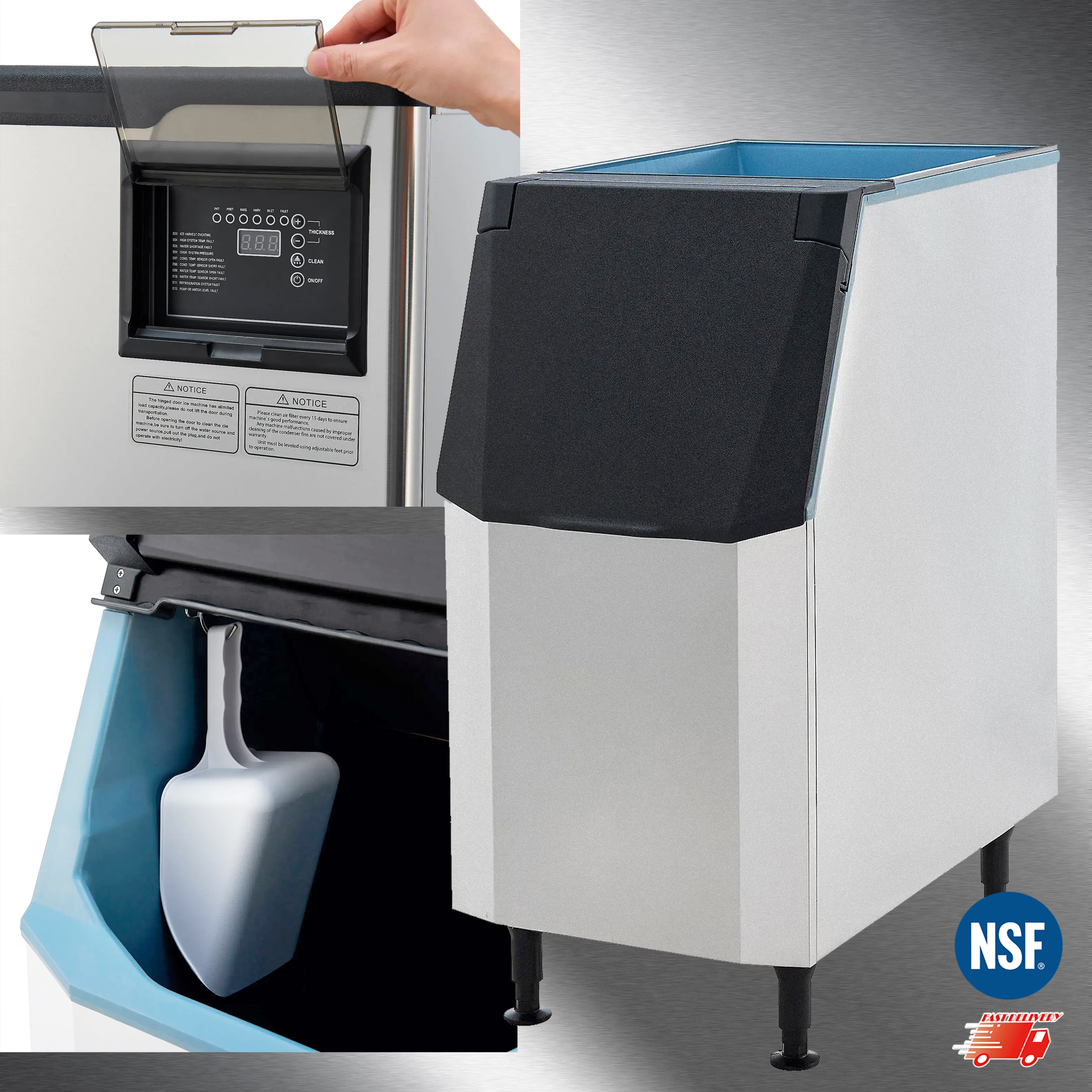 Cooler Depot 700 lb Commercial Half Cube Ice Maker Machine for Milk Tea & Coffee, Model SK-729