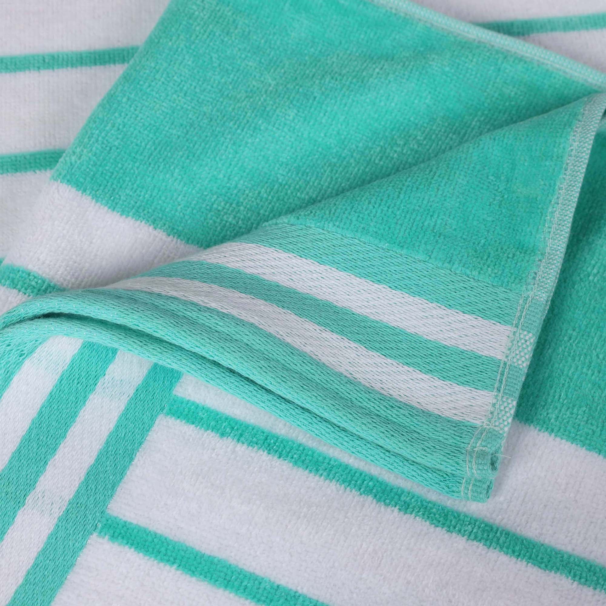 Superior Cotton Striped Oversized Beach Towel Set of 2, 34" x 64", Mint