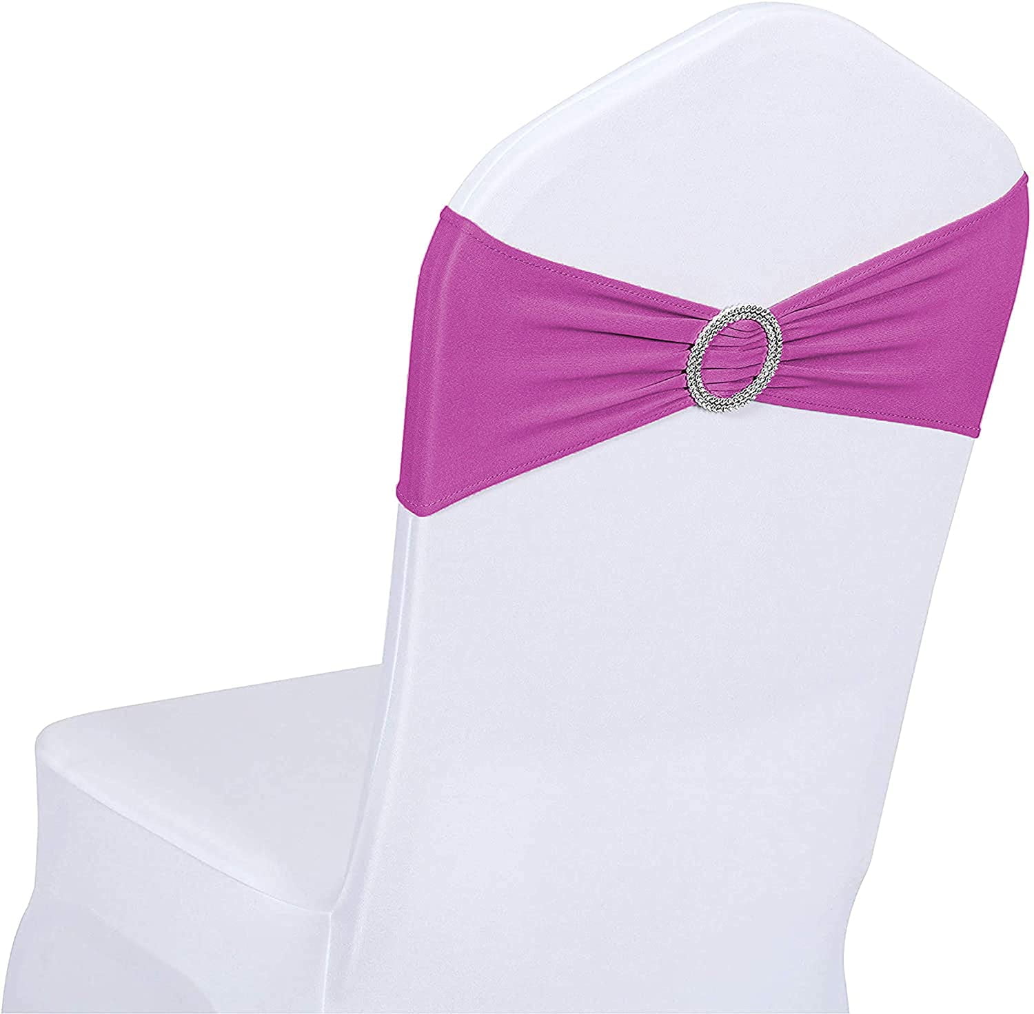 Spandex Stretch Tie Chair Sash Wedding Party Cover Band Buckle Bow Slider L 