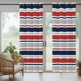 thumbnail image 5 of Outdoor Curtains for Patio Waterproof, Red Navy Blue Striped Outdoor Privacy Panels Grommet, Farmhouse Stripes Modern Abstract Art Blackout Outside Curtains for Porch/Cabana 54"x95", 2 Panels, 5 of 8