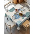 thumbnail image 2 of Abstract Geometric Suqare Tablecloth - 54 x 54 Inch, Farmhouse Vintage Polka Dot Teal Blue Waterproof & StainResistant Tablecloth, Washable Oil-proof Table Cover for Dining/Party/Wedding/Buffet, 2 of 9