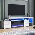 thumbnail image 3 of Cozy Castle Extra Wide 73.2" Fireplace TV Stand for TV up to 85", High Gloss TV Entertainment Center with Electric Fireplace and LED Lights, TV Console Cabinet, White, 3 of 8