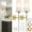 Linen Fabric+Gold Pole, variant on Battery Operated Wall Sconces with Remote Control,Wall Sconces Set of Two,3000K-5000K 3 Colors Rechargeable Wireless Wall Light for Bedroom, Hallway
