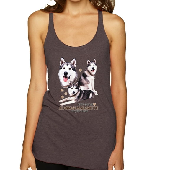 Wild Bobby, If It's Not an Alaskan Malamute It's Just a Dog Gift, Women Tri-Blend Racerback Tank Top, Brown, Small