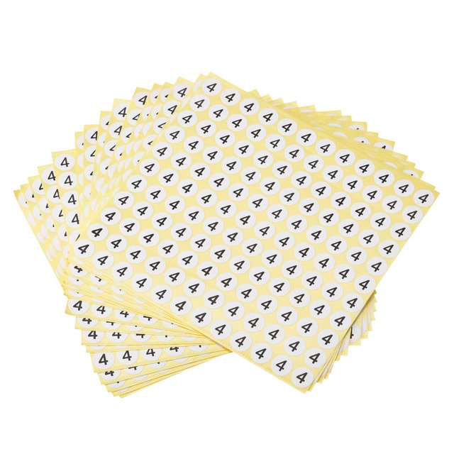 Unique Bargains Papier Couché Rond 13mm Dia Autocollants Chiffres Chiffres 4 Blanc, 15 Feuilles