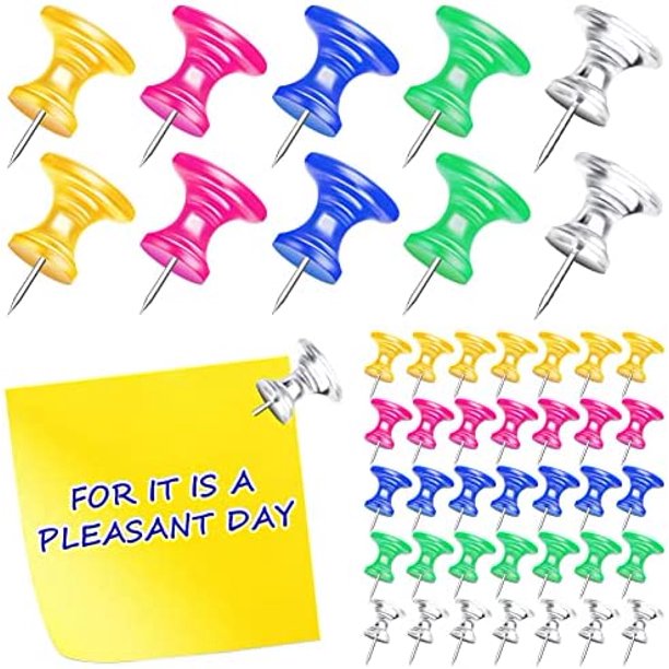 SPEESJOY Jumbo Push Pins, 50 PCS Clear Giant Thumb Tacks Steel Point 1