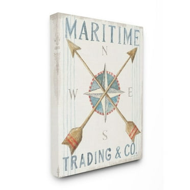 Stupell Industries Crossed Arrow Nautical Compass Pastel Watercolor Canvas Wall Art Design by Danhui Nai, 24" x 30"