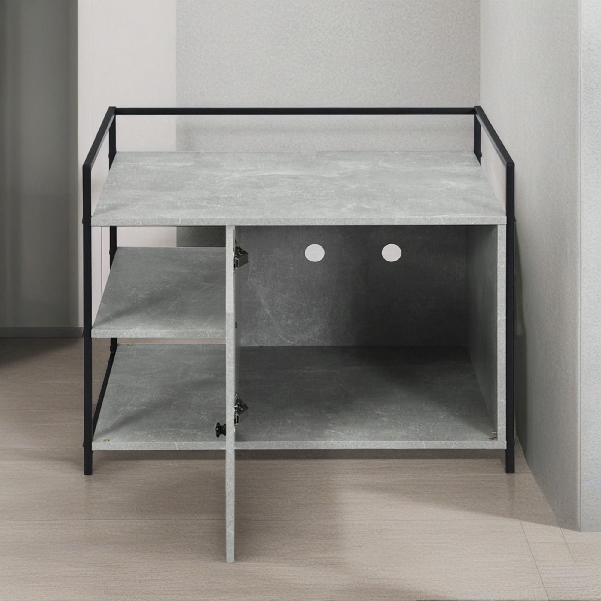 Pefilos 30" Cat Litter Box Enclosed Furniture Coffee Table for Cat House, Hidden Litterbox Enclosures Nightstand, Gray