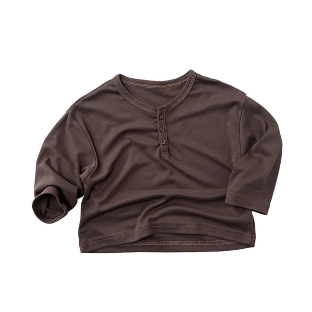 T-Shirts pour Enfants pour Enfants Brun Chandail à Manches Longues Filles T-Shirts à Col Rond Hauts d'Automne Tees Coton Décontracté Chandail pour Enfants Garçons Taille 4-5 Ans