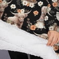 thumbnail image 3 of Oversized Wearable Blanket Hoodie,Black Highland Cow Flower Gnome Pattern Sherpa Blanket Hoodie with Super Pockets,Super Warm Fuzzy Pullover for Women & Men, 3 of 6