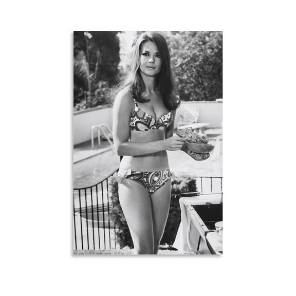American Beautiful Actresses Natalie Wood Black And White Poster Wall Art Poster Scroll Canvas Painting Picture Living Room Decor Home 24x36inch(60x90cm)