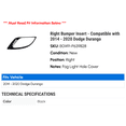 thumbnail image 2 of Right Bumper Insert - Compatible with 2014 - 2020 Dodge Durango 2015 2016 2017 2018 2019, 2 of 2