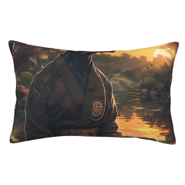 Fotbe Sunset Meditating Doberman Funda de Almohada Decorativa Estilo Occidental, Lujo en Algodón, Fundas para Almohadas King, Cojín Estampado para Decoración del Hogar-20"x30"