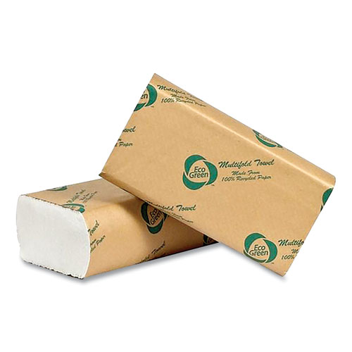 Recycled Multifold Paper Towels, 1Ply, 9.5 X 9.5, White, 250/pack, 16