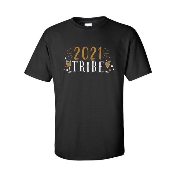 2021 Tribe Happy New Year Festive Unisex Adult Short Sleeve T-shirt-Black-4xl