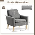 thumbnail image 3 of Gymax 2 Pcs Chaise d'Appoint Mi-Siècle en Tissu de Lin avec Coussin Lombaire Gris, 3 of 9