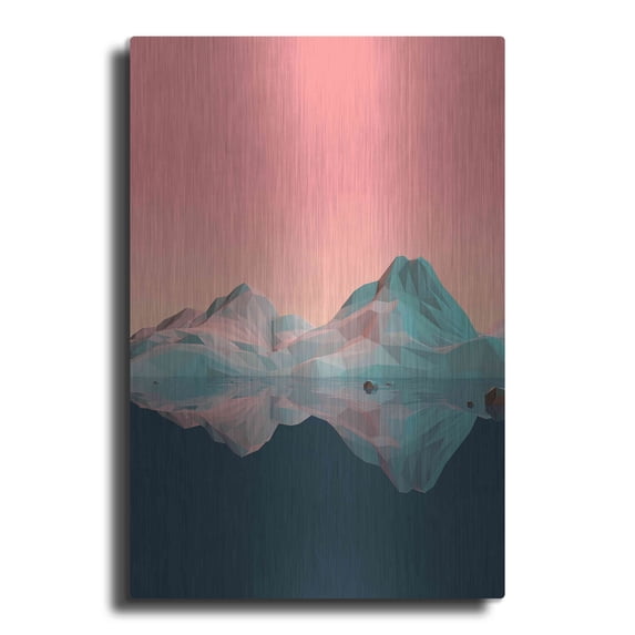 Luxe Metal Art 'Low Poly Mountain 7' by GeoMania, Metal Wall Art, 16"x24"