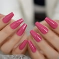 thumbnail image 3 of 24 uñas postizas brillantes de color rosa oscuro, tipo ataúd, acrílicas, de cobertura completa, artificiales, con adhesivo UV., 3 of 6